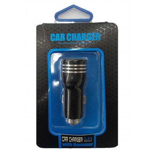 Car Charger with Hammer 2.4A Black